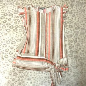 Women’s pink/brickred/white and gray striped sleeveless top
